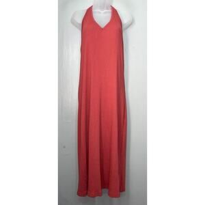 Gap Size Large Brick Halter Ribbed Knit Maxi Tank Dress Beachy Summer Casual